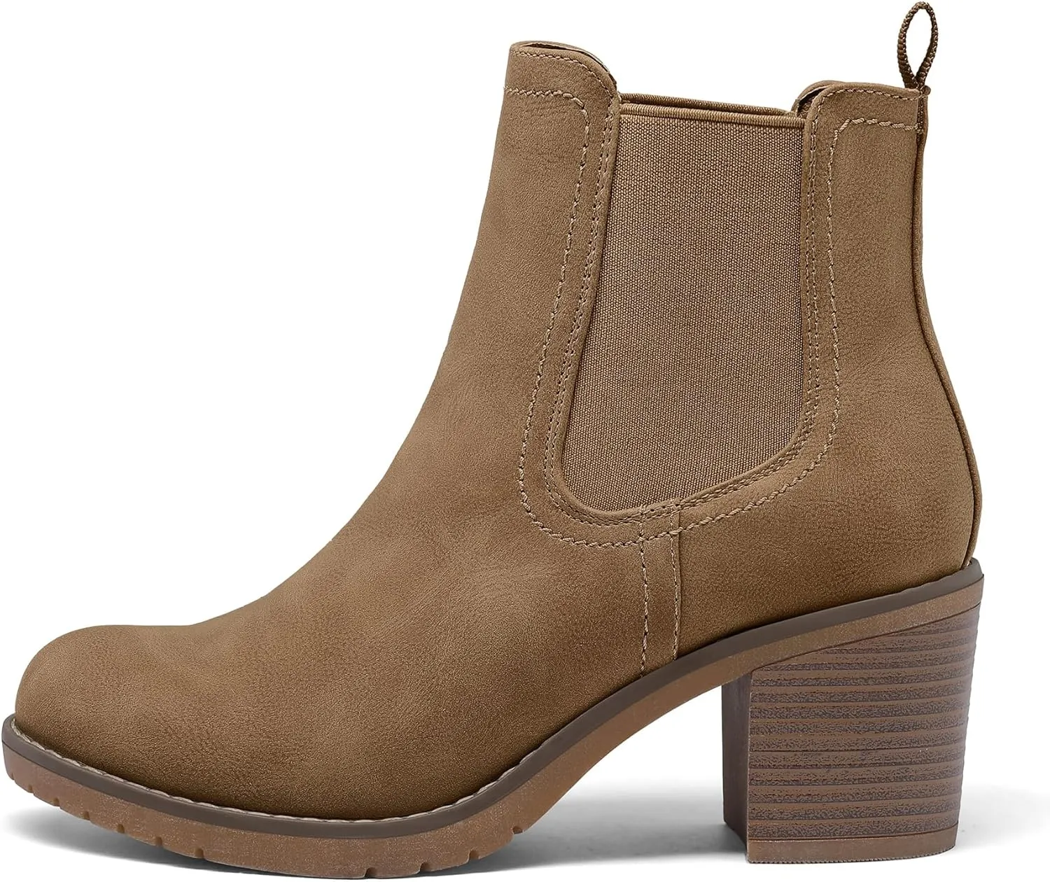 mysoft Women's Ankle Chelsea Boots Slip On Low Chunky Stacked Heel Booties