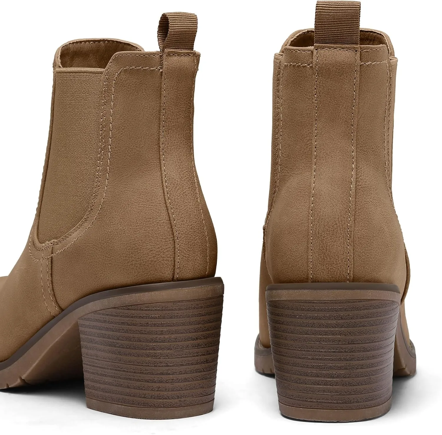 mysoft Women's Ankle Chelsea Boots Slip On Low Chunky Stacked Heel Booties