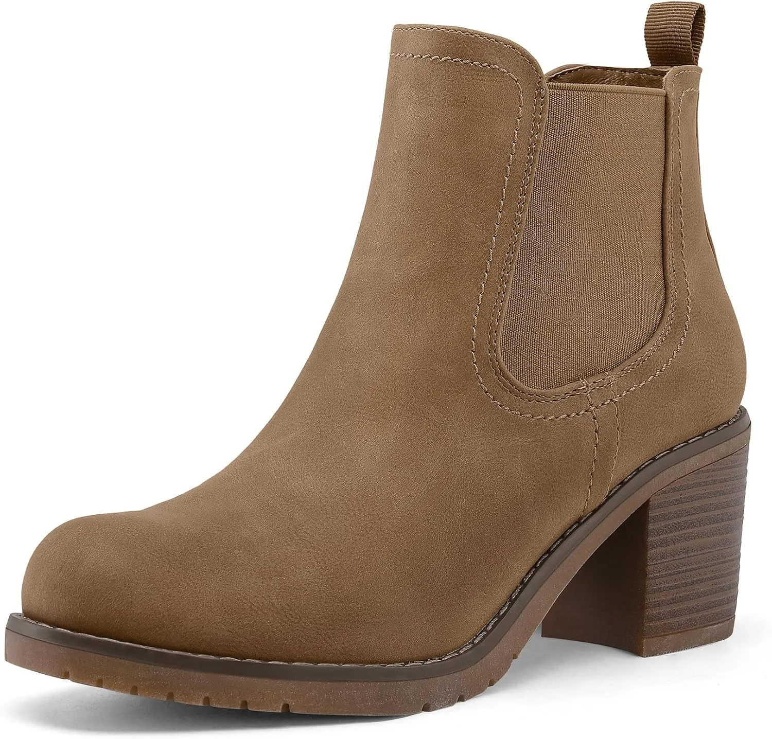 mysoft Women's Ankle Chelsea Boots Slip On Low Chunky Stacked Heel Booties