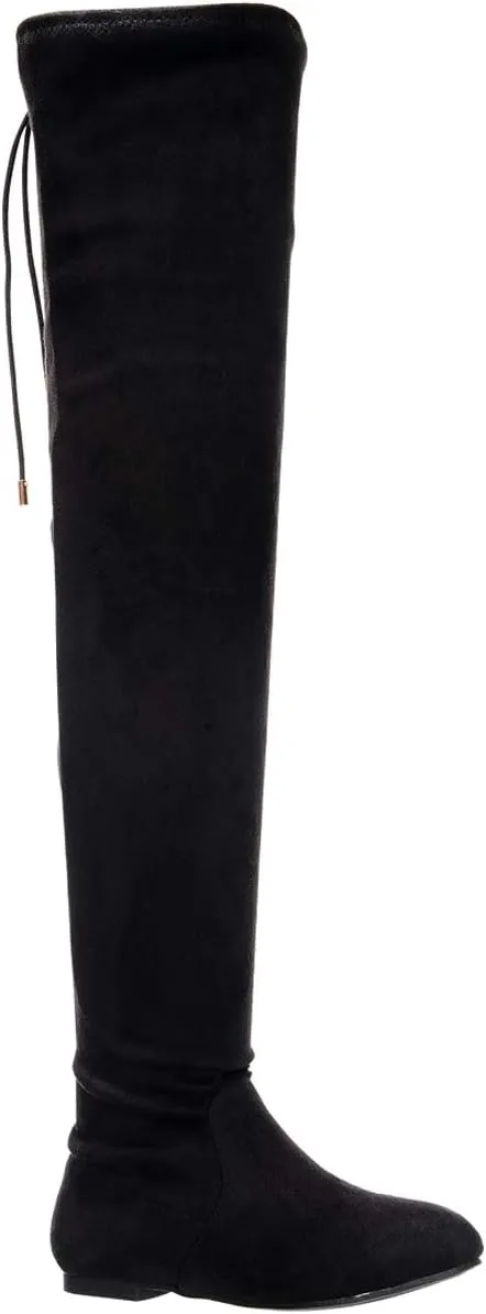Nature Breeze Vickie-41TH Women's Stretchy Thigh High Flat Heel Boot