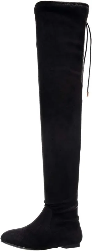 Nature Breeze Vickie-41TH Women's Stretchy Thigh High Flat Heel Boot