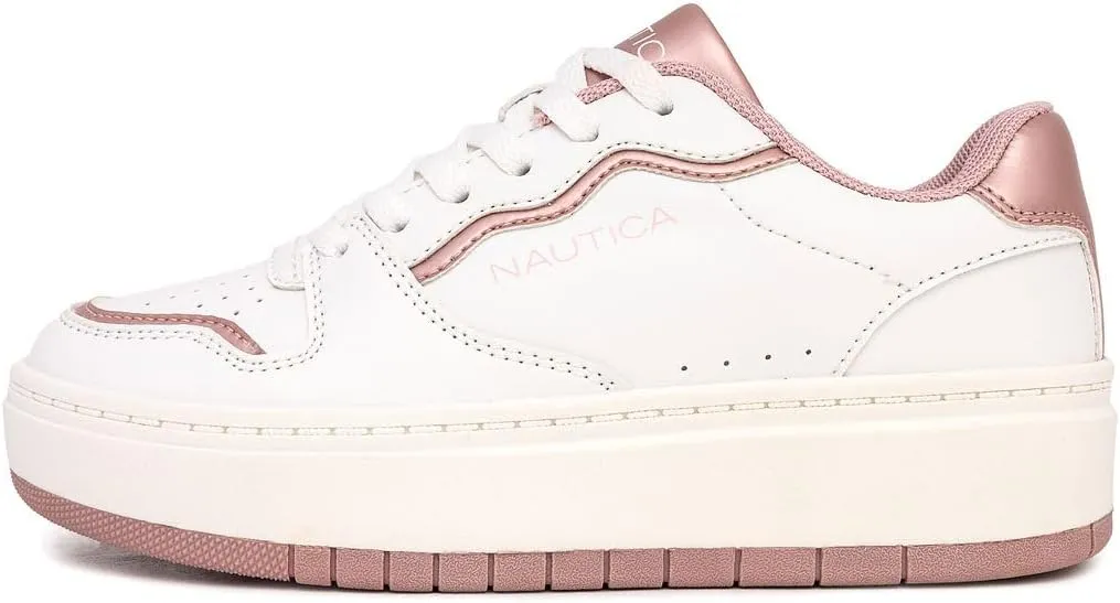 Nautica Girls Fashion Shoe - Lace-Up Low-Top Tennis Sneakers for Big Kids, Little Kids & Toddlers (Regular Heel/Platform Sole)