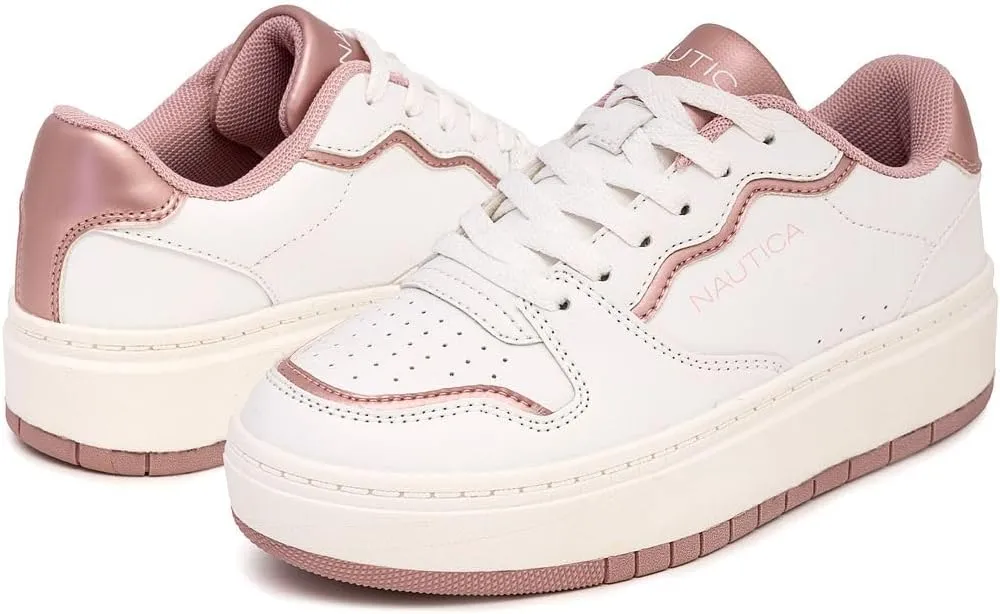 Nautica Girls Fashion Shoe - Lace-Up Low-Top Tennis Sneakers for Big Kids, Little Kids & Toddlers (Regular Heel/Platform Sole)