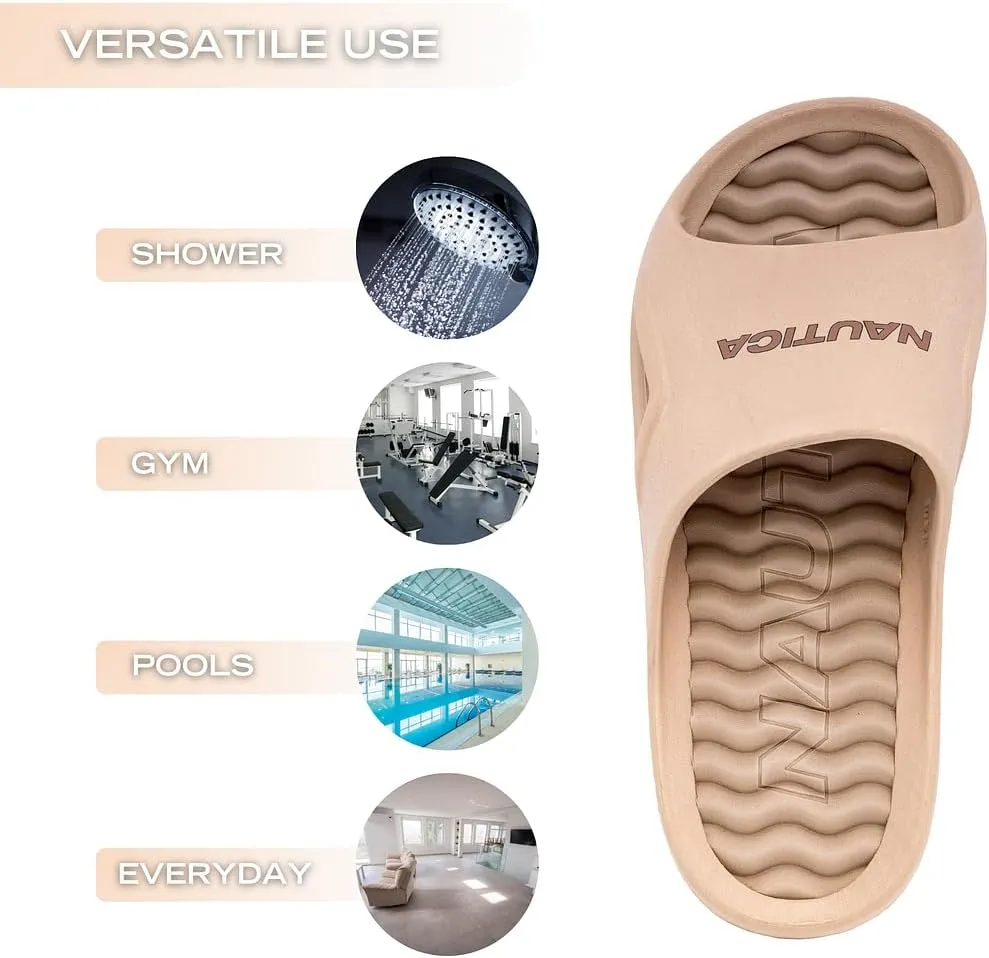 Nautica Men's Athletic Slides Sport Shower Sandals for Indoor & Outdoor - Lightweight, Durable and Comfortable