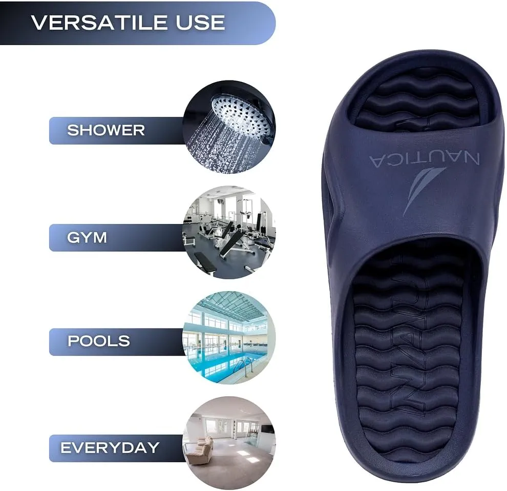 Nautica Men's Athletic Slides Sport Shower Sandals for Indoor & Outdoor - Lightweight, Durable and Comfortable