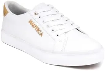 Nautica Women's Fashion Court Sneakers - Lace-Up Casual Tennis Shoes for Ladies
