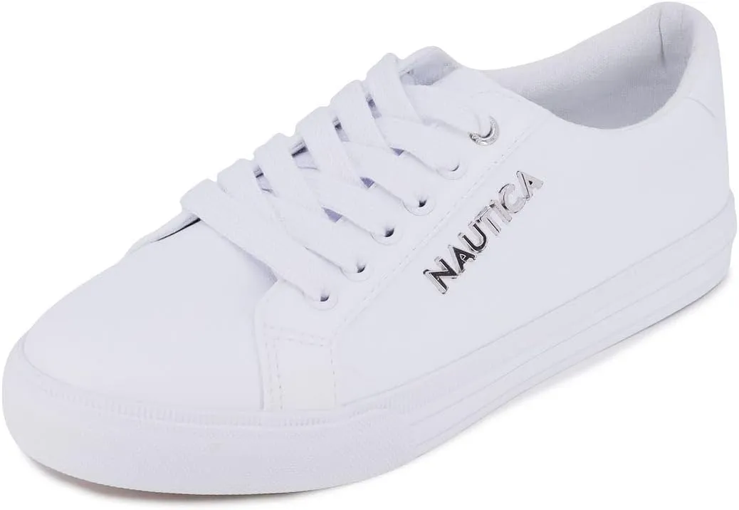 Nautica Women's Fashion Court Sneakers - Lace-Up Casual Tennis Shoes for Ladies