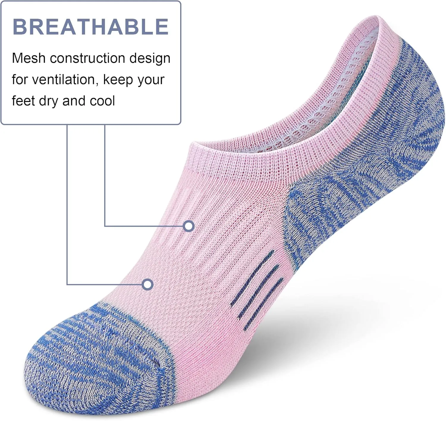 No Show Socks Womens Athletic Cushion Ankle Footies Low Cut 5-6 Pairs