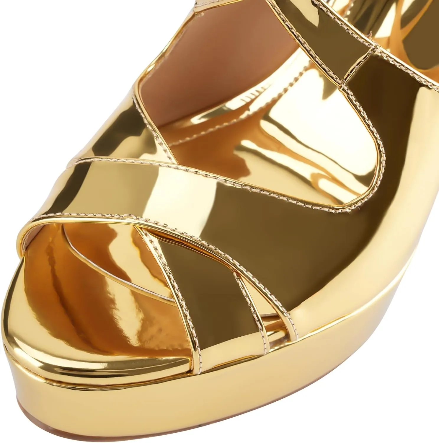 Oh Mispares Wome's Chunky Block High Heel Platform Sandals Peep Toe Sexy Crisscross Strappy Heels for Women Ankle Strap Dress Shoes for Wedding Party Evening Summer