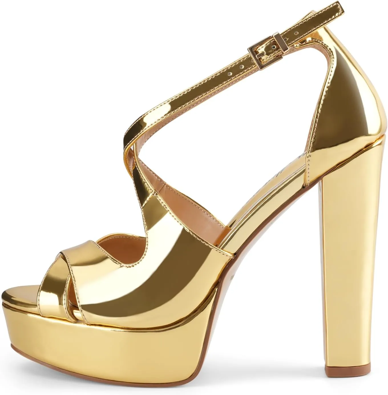 Oh Mispares Wome's Chunky Block High Heel Platform Sandals Peep Toe Sexy Crisscross Strappy Heels for Women Ankle Strap Dress Shoes for Wedding Party Evening Summer