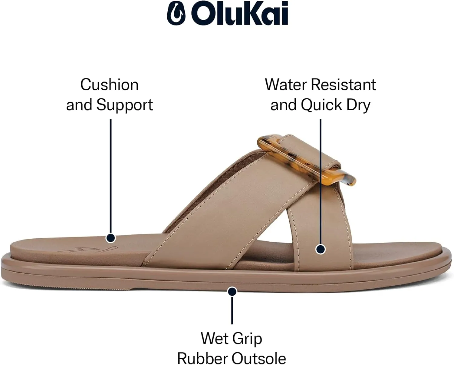 OLUKAI La'i Women's Slide Sandals, Everyday Shoe & Water-Friendly, All-Day Comfort, Stylish & Durable