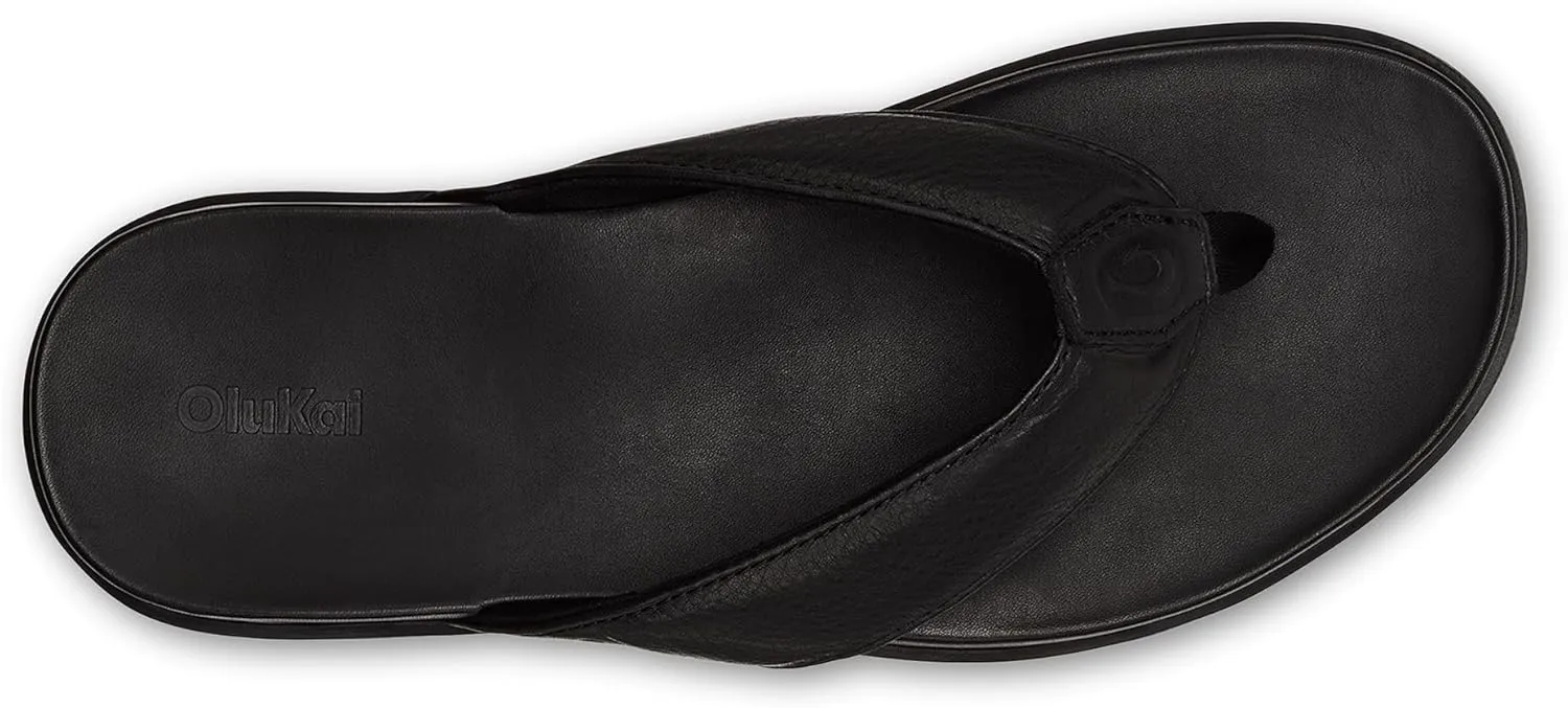 OLUKAI Olali Men's Leather Sandals, Versatile & Comfortable Flip Flops, Soft & Durable Material, Arch Support & All-Day Wear