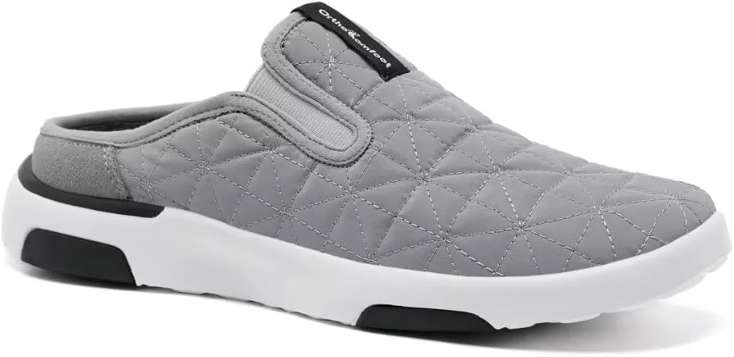 OrthoComfoot Men's Orthopedic Slip-On Loafers Walking Shoes with Arch Support: Comfortable Orthotic Shoes for Plantar Fasciitis, Casual Flat Feet Slippers for Foot and Heel Pain Relief