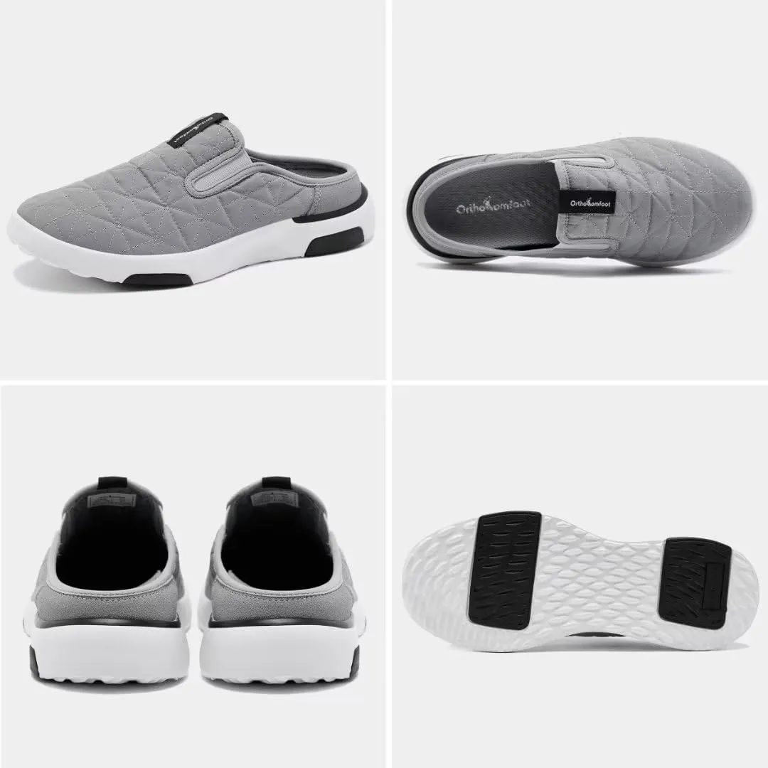 OrthoComfoot Men's Orthopedic Slip-On Loafers Walking Shoes with Arch Support: Comfortable Orthotic Shoes for Plantar Fasciitis, Casual Flat Feet Slippers for Foot and Heel Pain Relief