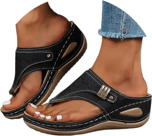Orthopedic Sandals for Women 2025,Summer Slip On Beach Sandal Dressy Arch Support Wedge Slippers Vintage Wide Width Flip Flops Casual Boho Slipper