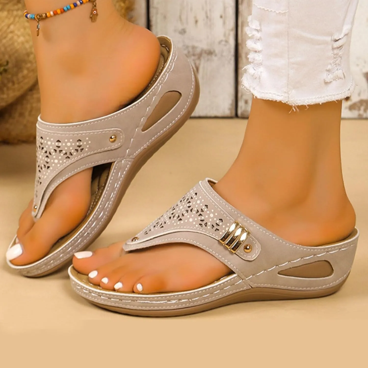 Orthopedic Sandals for Women Breathable Mesh Sports Sandals With Non-Slip Sole Women’s Thick-Soled Wedge Heel Slippers