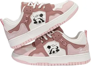 Panda-Themed Walking Sneakers for Women, Y2K Aesthetic, Cute Sporty Comfort, Travel-Ready