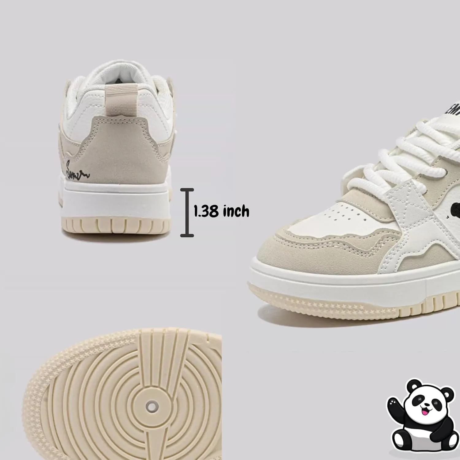 Panda-Themed Walking Sneakers for Women, Y2K Aesthetic, Cute Sporty Comfort, Travel-Ready