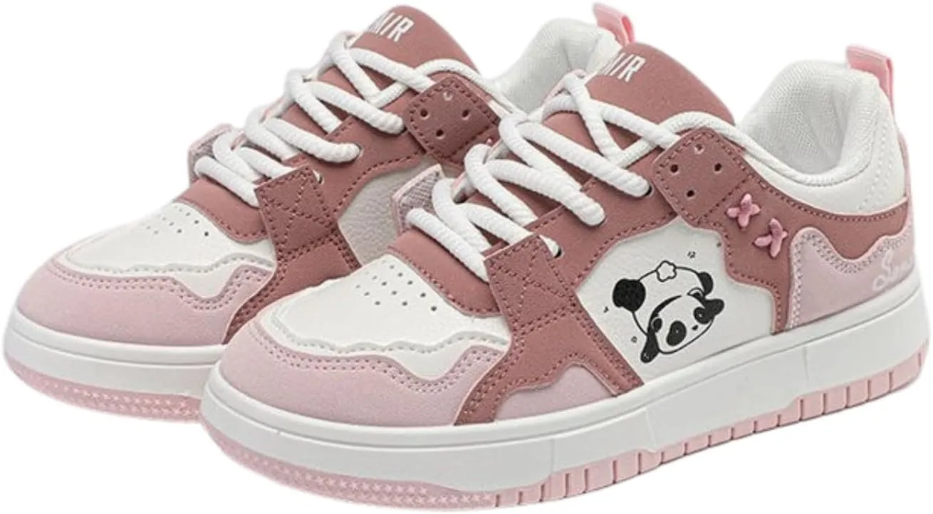 Panda-Themed Walking Sneakers for Women, Y2K Aesthetic, Cute Sporty Comfort, Travel-Ready