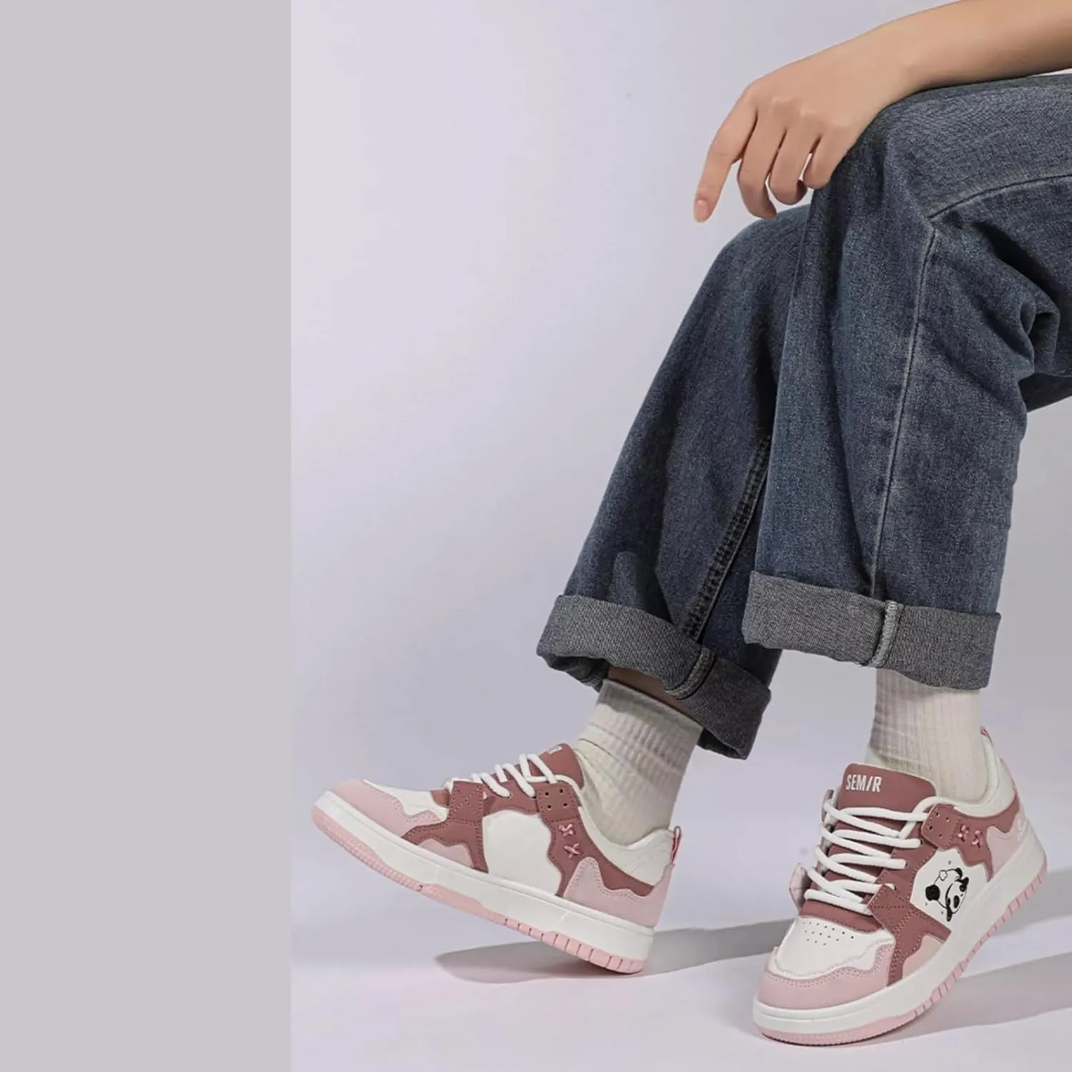 Panda-Themed Walking Sneakers for Women, Y2K Aesthetic, Cute Sporty Comfort, Travel-Ready