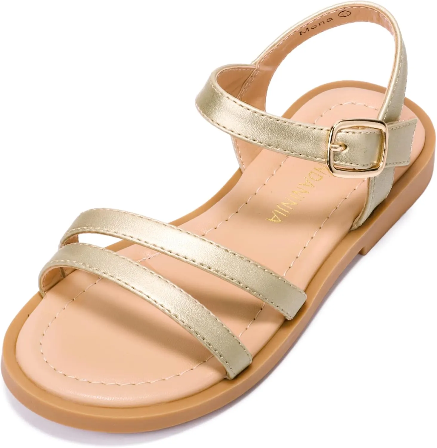 PANDANINJIA Girls Sandals Toddler Little Big Kids Kid Cute Open Toe Flats Dress Sandals Mona Summer Shoes