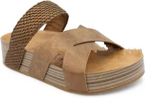 pearlzone Women Flat Sandals Braided Vamp Woven Crossover Summer Durable Handcrafted Leather Sandals
