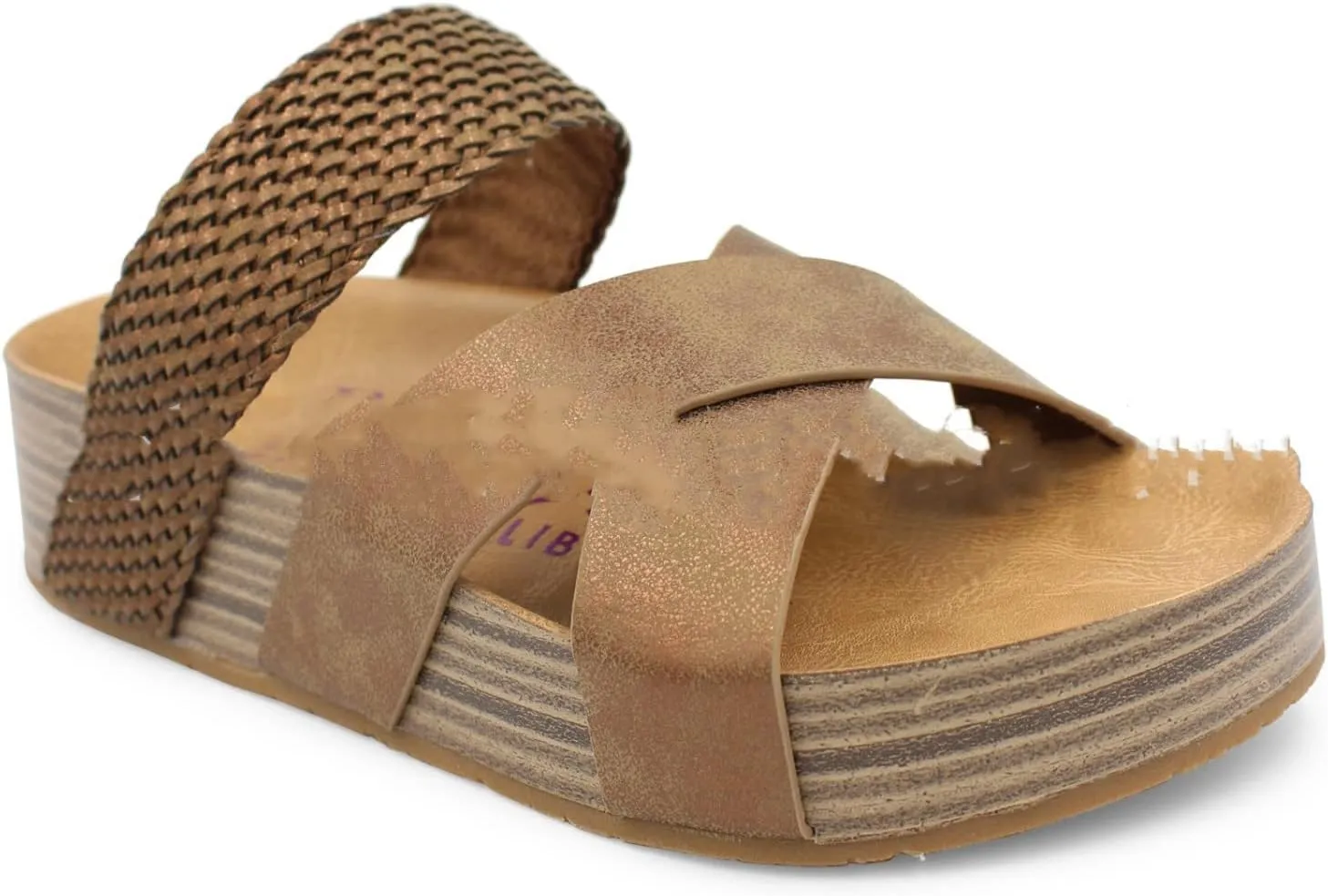 pearlzone Women Flat Sandals Braided Vamp Woven Crossover Summer Durable Handcrafted Leather Sandals