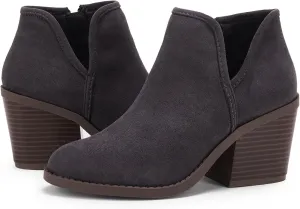 PiePieBuy Womens Ankle Boots Chunky Stacked Heel Slip on Shoes Faux Suede Side Zipper Casual Western Booties