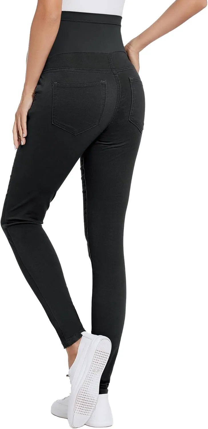 POSHGLAM Women's Maternity Jeans Over Belly Skinny Denim Jeggings Comfy Stretch Pregnancy Pants