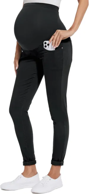POSHGLAM Women's Maternity Jeans Over Belly Skinny Denim Jeggings Comfy Stretch Pregnancy Pants