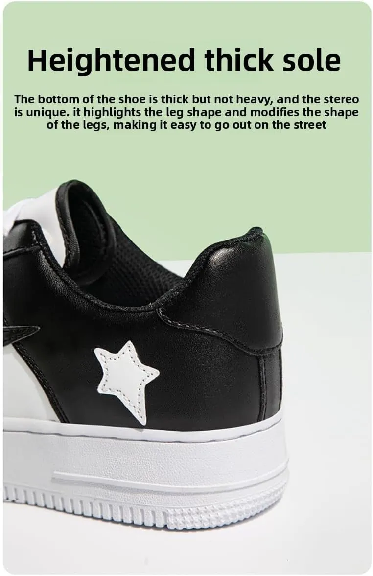 PU Leather Y2K Retro Colorful Star Skate Sneakers for Women Fashion Chunky Athletic Shoes for Casual Streetwear Daily Outfit Multicolor Trend Design
