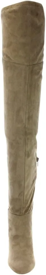 Qupid York-12 Women's Pull On Stretchy Over The Knee Block Heel Boots