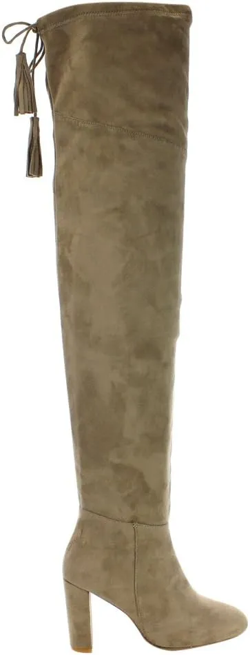 Qupid York-12 Women's Pull On Stretchy Over The Knee Block Heel Boots