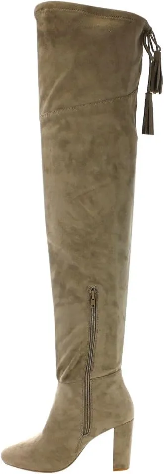 Qupid York-12 Women's Pull On Stretchy Over The Knee Block Heel Boots