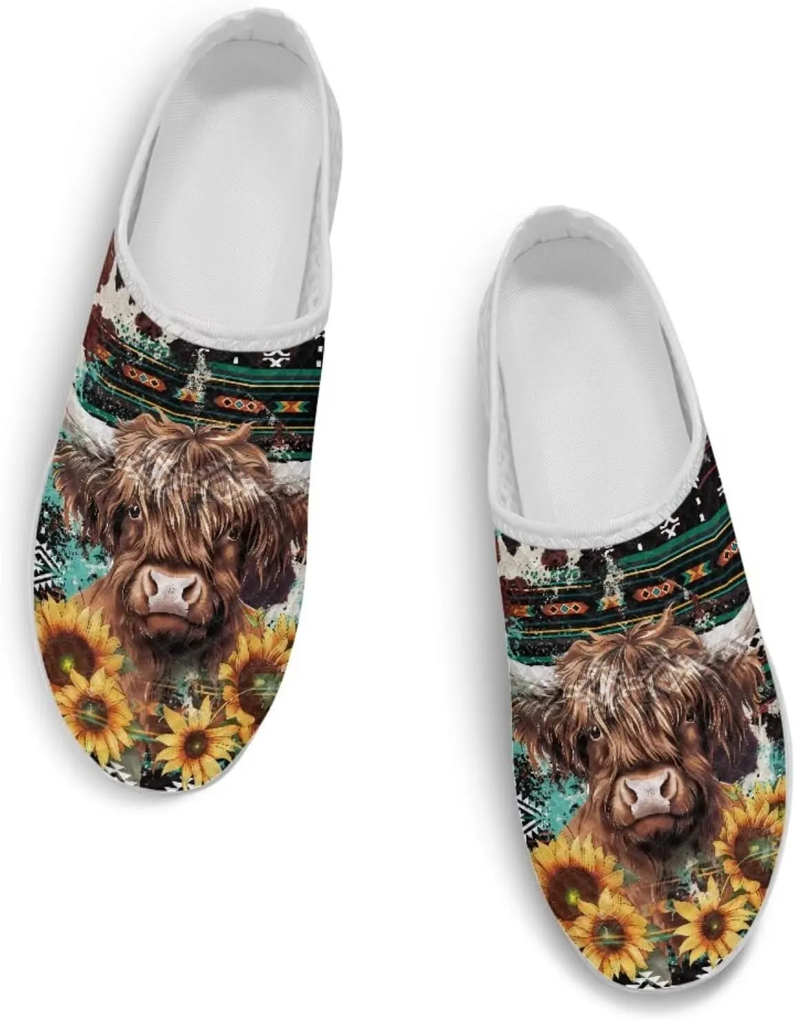 Retro Aztec Tribal Womens Walking Mules Sneakers Stylish Memory Foam Barefoot Slip On Teacher Nursing Loafers