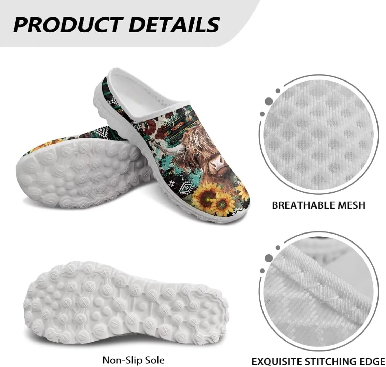 Retro Aztec Tribal Womens Walking Mules Sneakers Stylish Memory Foam Barefoot Slip On Teacher Nursing Loafers