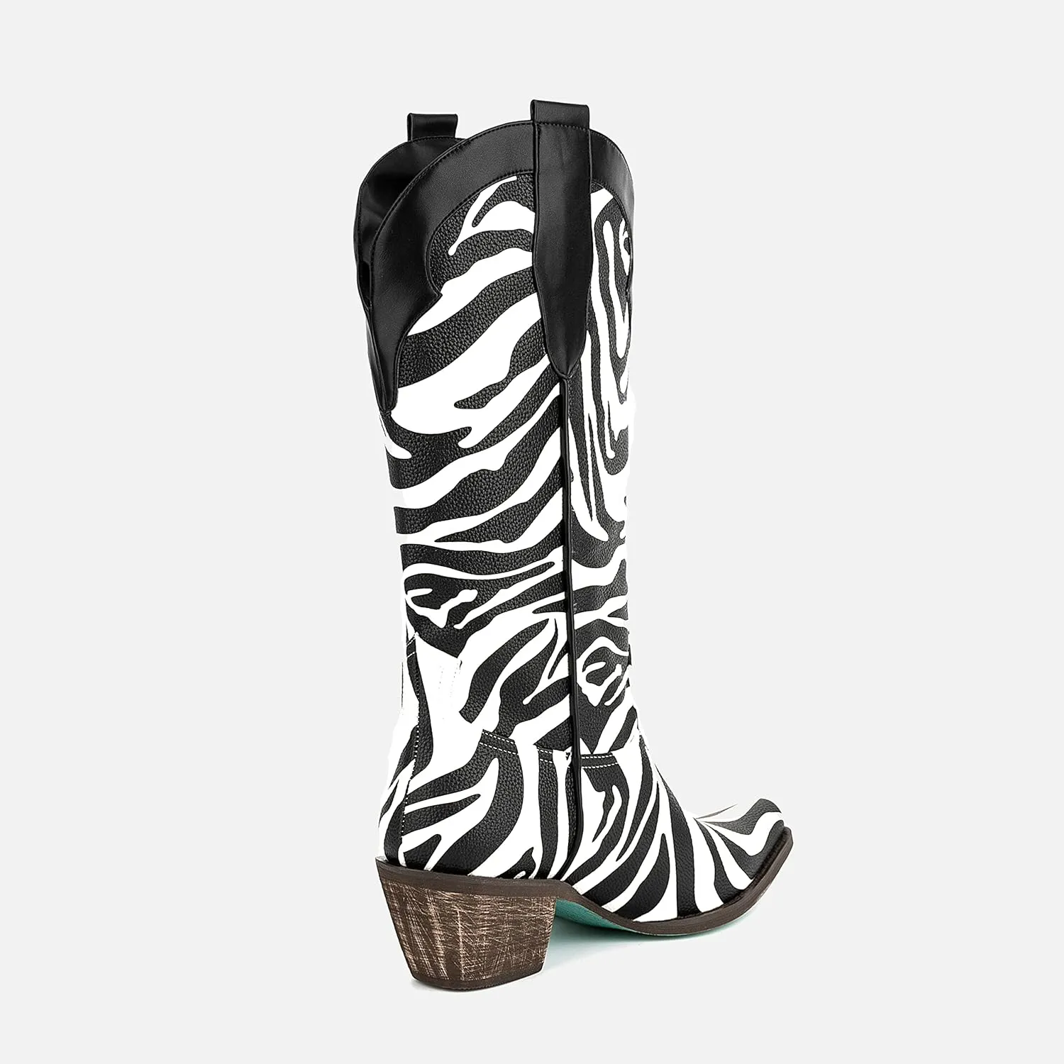 Richealnana Cowboy Boots for Women Embroidered Square Toe Distressed Pull-On Cowgirl Knee High Western Boots