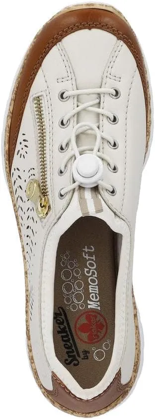 Rieker N42K6 Nikita Slip-On Women's Sneakers - Lightweight Walking Sneakers with Laser Cutouts & Elastic Lacing - Stylish & Flexible for All-Day Comfort