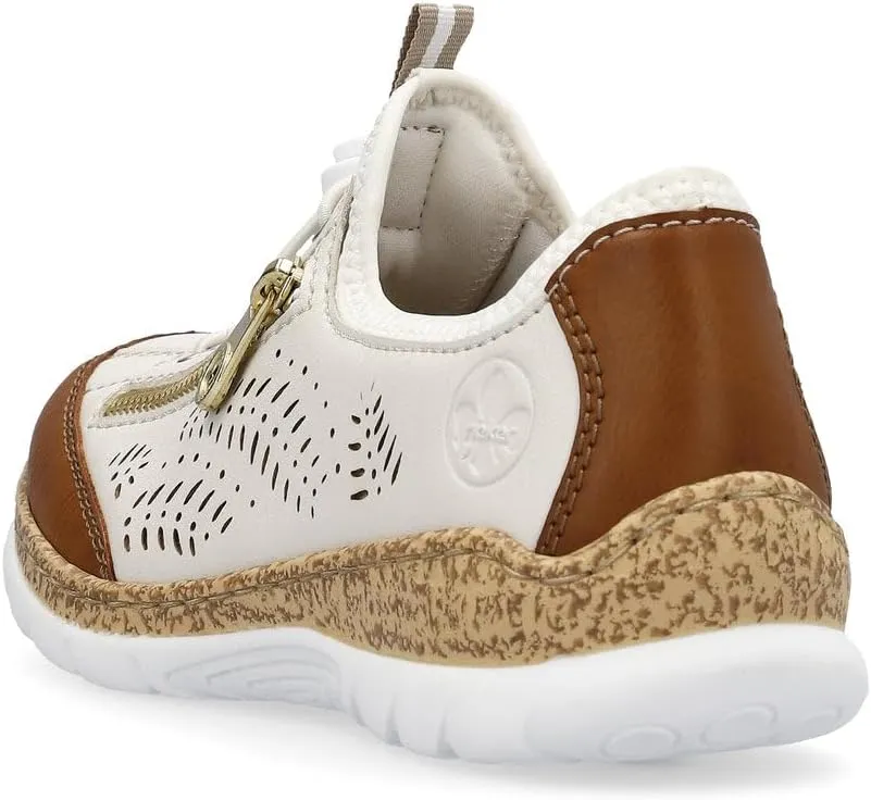 Rieker N42K6 Nikita Slip-On Women's Sneakers - Lightweight Walking Sneakers with Laser Cutouts & Elastic Lacing - Stylish & Flexible for All-Day Comfort