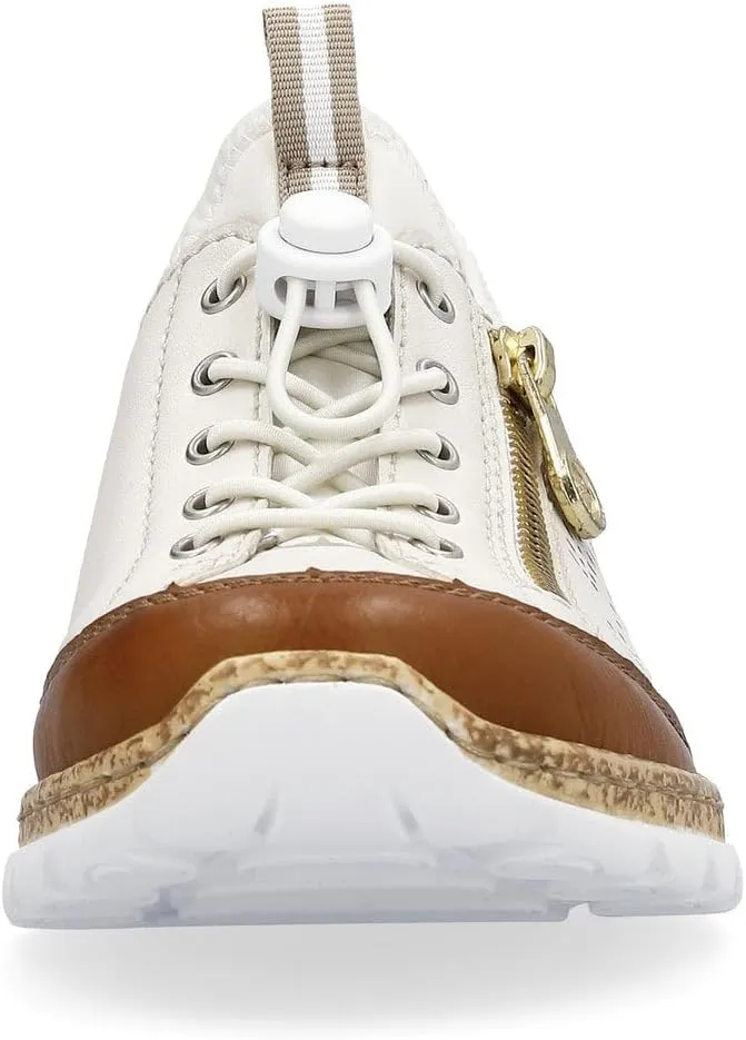 Rieker N42K6 Nikita Slip-On Women's Sneakers - Lightweight Walking Sneakers with Laser Cutouts & Elastic Lacing - Stylish & Flexible for All-Day Comfort