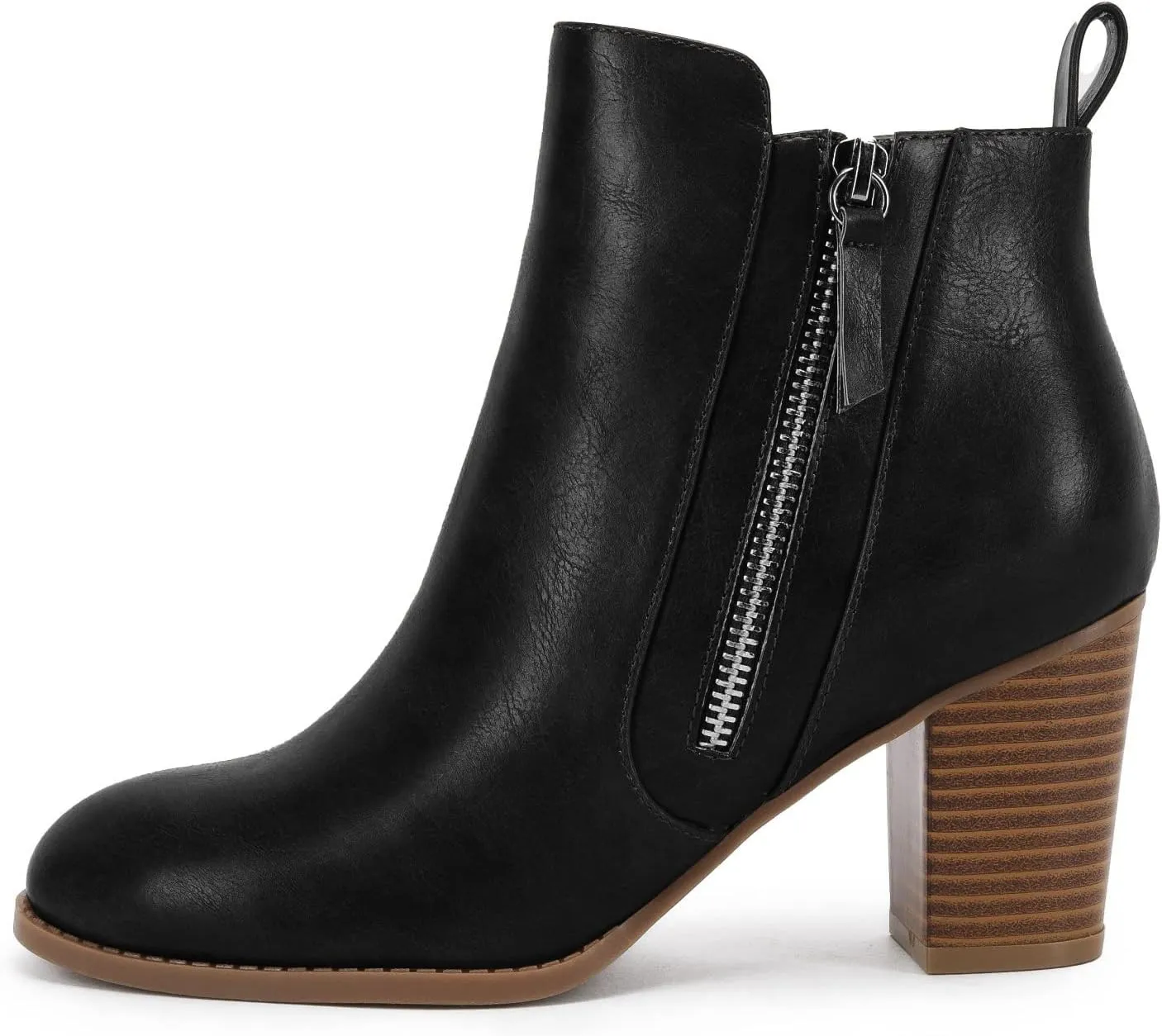 Rilista Ankle Boots for Women Chunky Block Heel Side Zipper Pointd Toe Suede Fall Winter Bootie Shoes