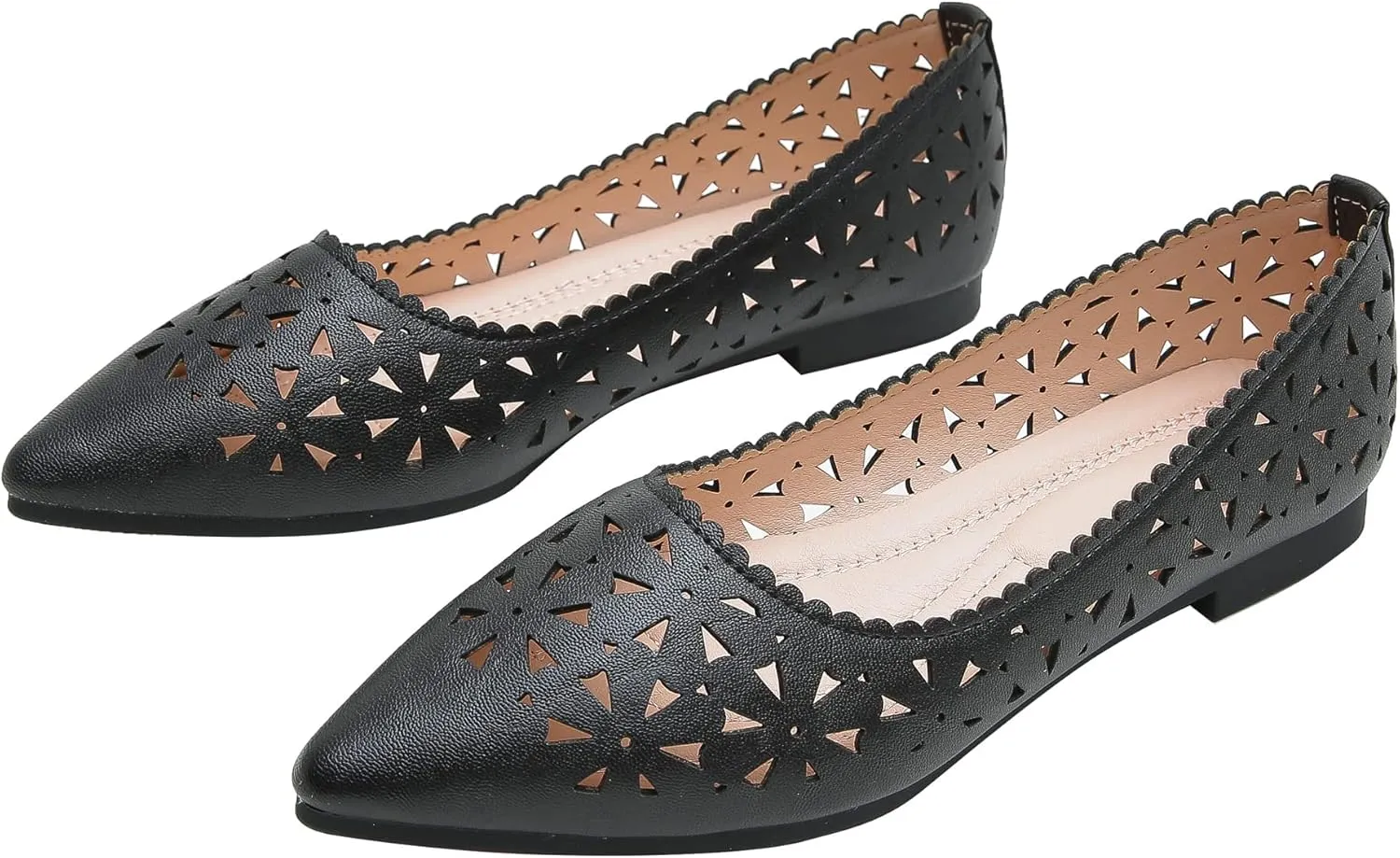 SAILING LU Flats Shoes for Women Breathable Sandals Women's Flats Pointed Toe Loafers with Eyelets