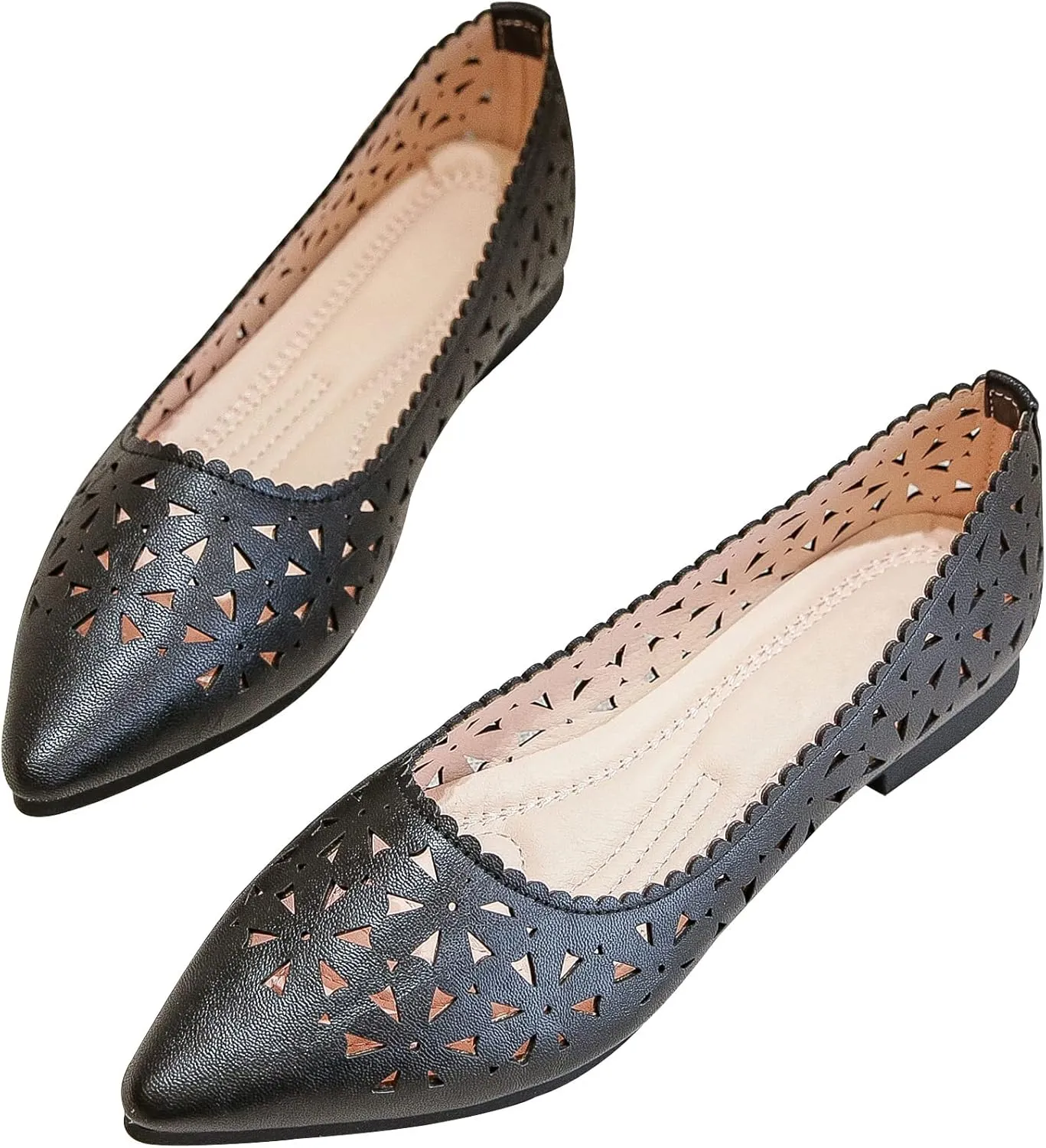 SAILING LU Flats Shoes for Women Breathable Sandals Women's Flats Pointed Toe Loafers with Eyelets