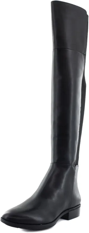 Sam Edelman Women's Pam Black Leather Modena Calf Leather/Ribbed Stretch Knit 6.5 M US