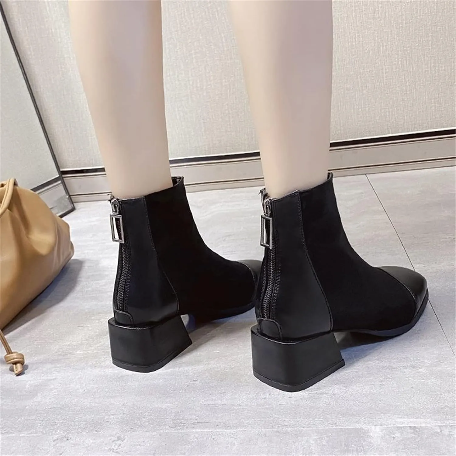 SBGMoSJ Comfortable Black Ankle Boots for Women Low Heel White Boots for Men Womens Leather Ankle Boots Wide Wide Width Shoes for Women Dress Platform Ankle Boots for Women Low Heel