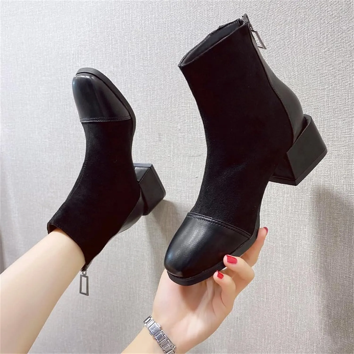 SBGMoSJ Comfortable Black Ankle Boots for Women Low Heel White Boots for Men Womens Leather Ankle Boots Wide Wide Width Shoes for Women Dress Platform Ankle Boots for Women Low Heel