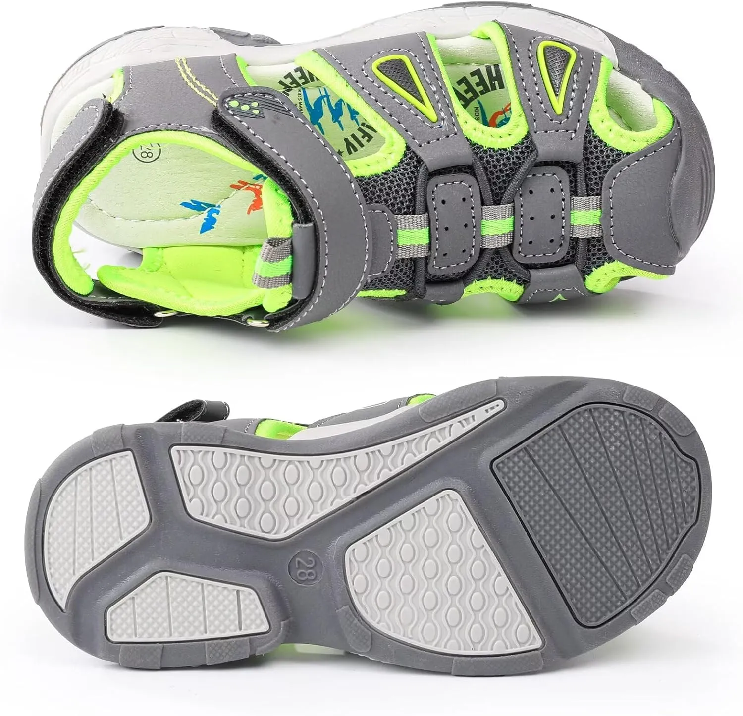 seannel Kids Athletic Sandals Boys and Girls Outdoor Hiking Sports Closed-Toe Sandal Pool Beach Shoes Summer Water shoes