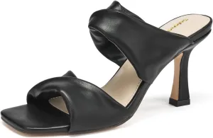SelenePair Women's Square Open Toe High Heeled Sandals Fashion Stiletto Heel Pumps Backless Peep Toe Slip-on Dress Shoes