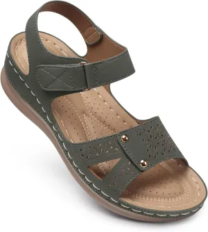 SHIBEVER Flat Sandals for Women Dressy: Comfortable Flats Sandals Women Open Toe Ankle Strap Walking Shoes Summer