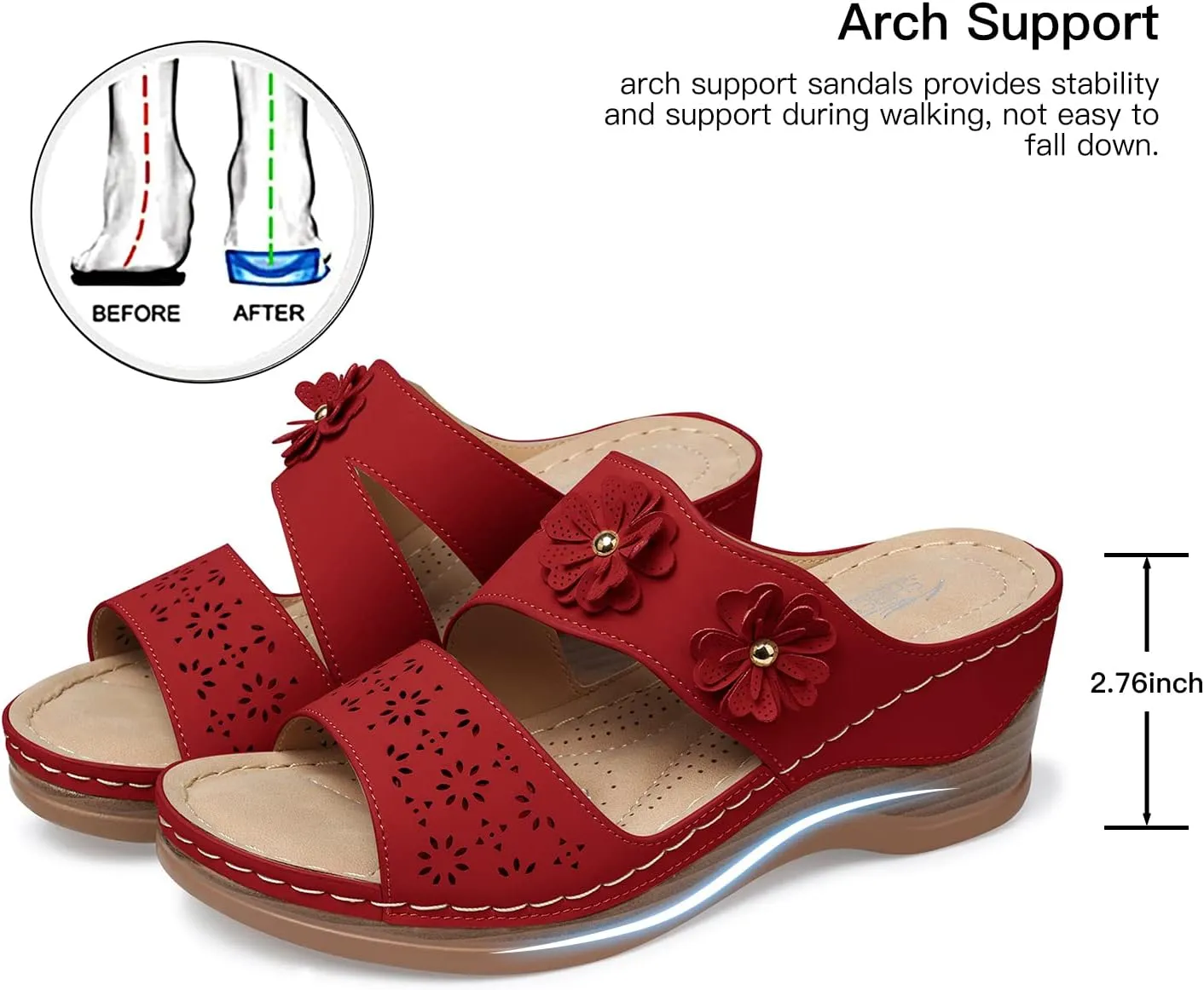 SHIBEVER Wedge Sandals for Women Hollow Out Slip On Platform Wedge Sandals Summer Casual Walking Shoes